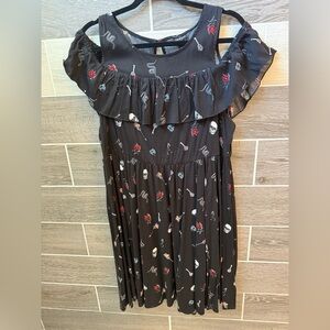 Torrid Black Dress Skulls/Snakes/Floral Skater Retro Dress Size 1 14-16
